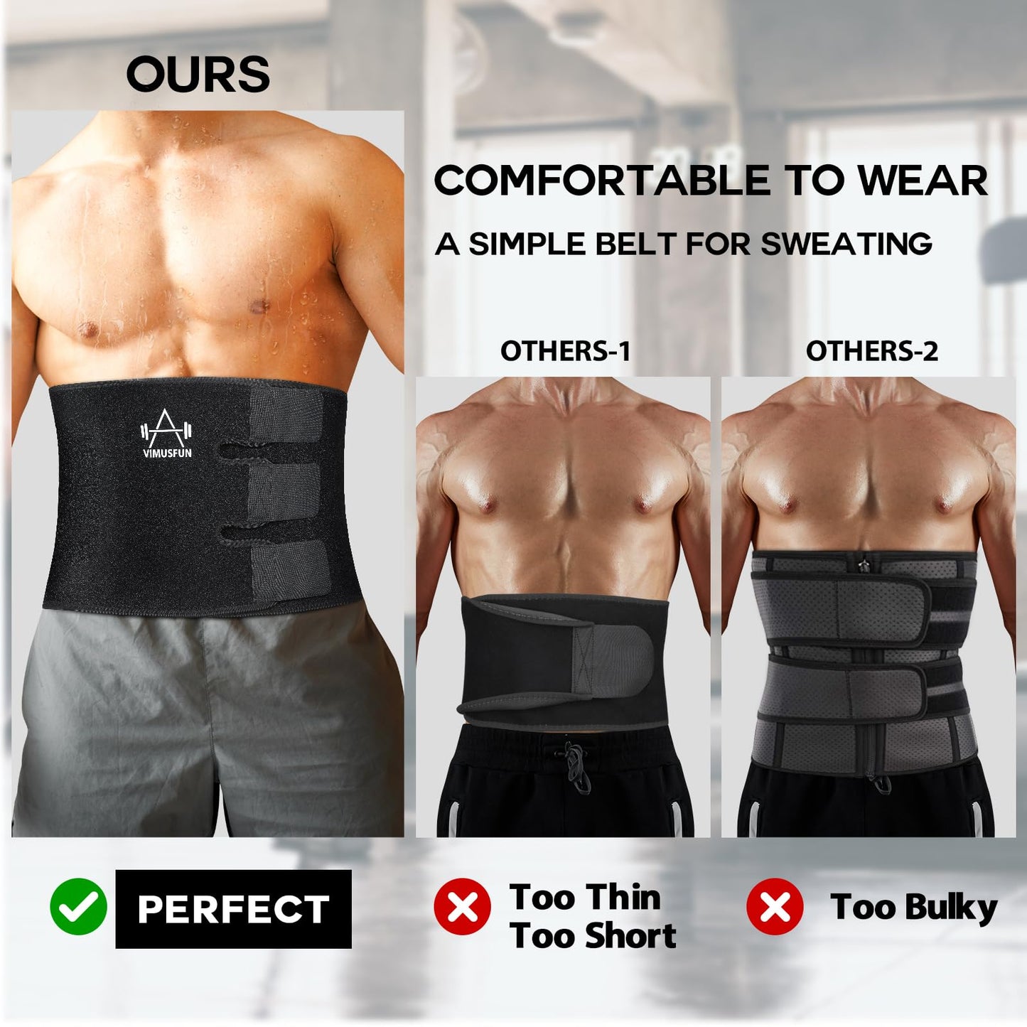 Waist Trimmer Belt Men Sweat Band Stomach Wrap, Waist Trainer for Women Workout